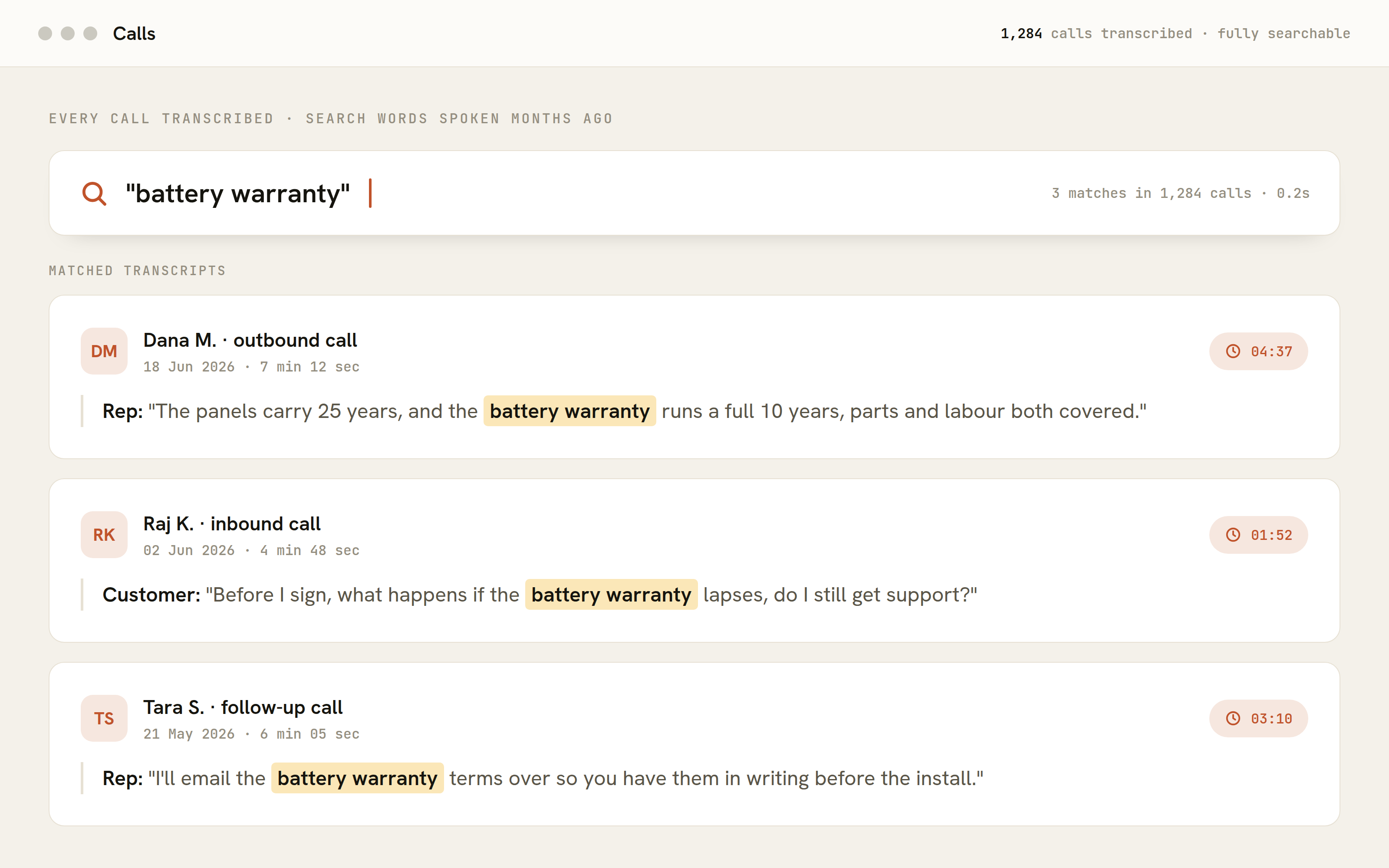 Parqio — All calls transcribed and searchable