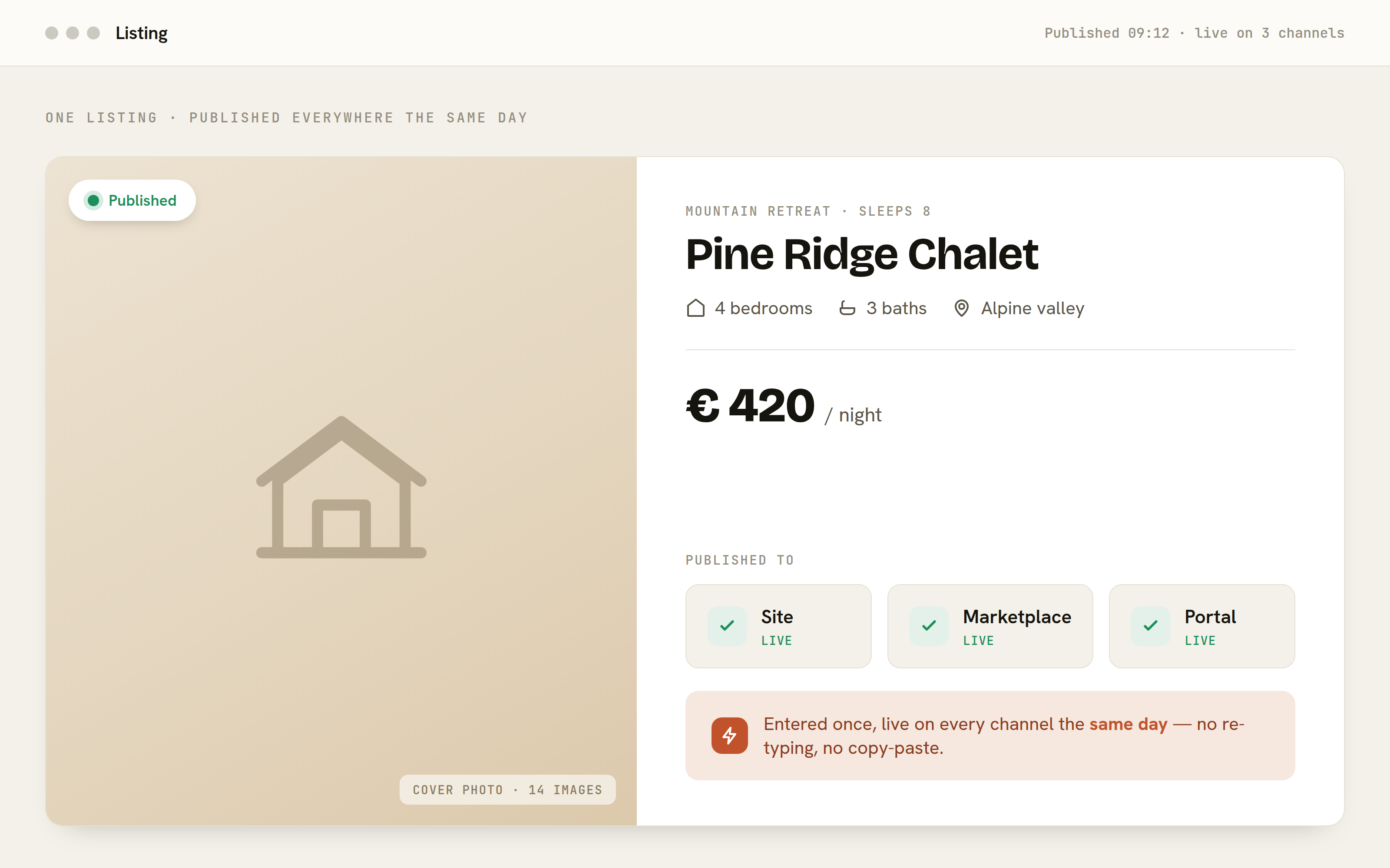 ChaletConnect — Same-day listings across every channel